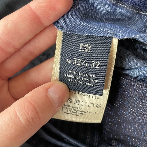 Scotch & Soda Amsterdam Couture Mott Men’s Pants Navy Blue Pleated Pattern 32 - Picture 10 of 12
